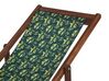 Liegestuhl Akazienholz dunkelbraun Textil weiss / grün Olivenzweigmotiv 2er Set ANZIO_819862