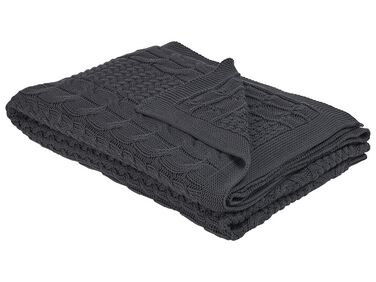 Cotton Blanket 140 x 170 cm Dark Grey FETHIYE