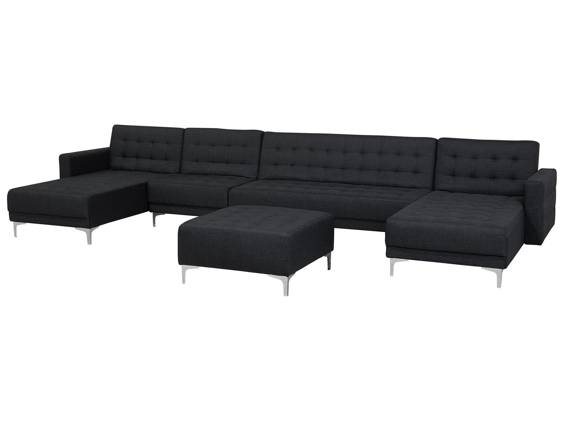 6 Seater UShaped Modular Fabric Sofa with Ottoman Graphite Grey