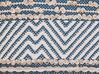 Set of 2 Cotton Cushions Geometric Pattern 45 x 45 cm Beige and Blue DEWBERRY_816946