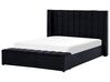 Łóżko welurowe z ławką 160 x 200 cm czarne NOYERS_834560