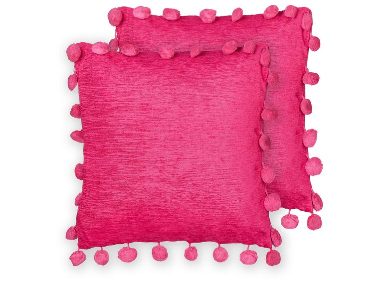 Conjunto de 2 almofadas decorativas em tecido rosa fucsia 45 x 45 cm JASMINE_914060