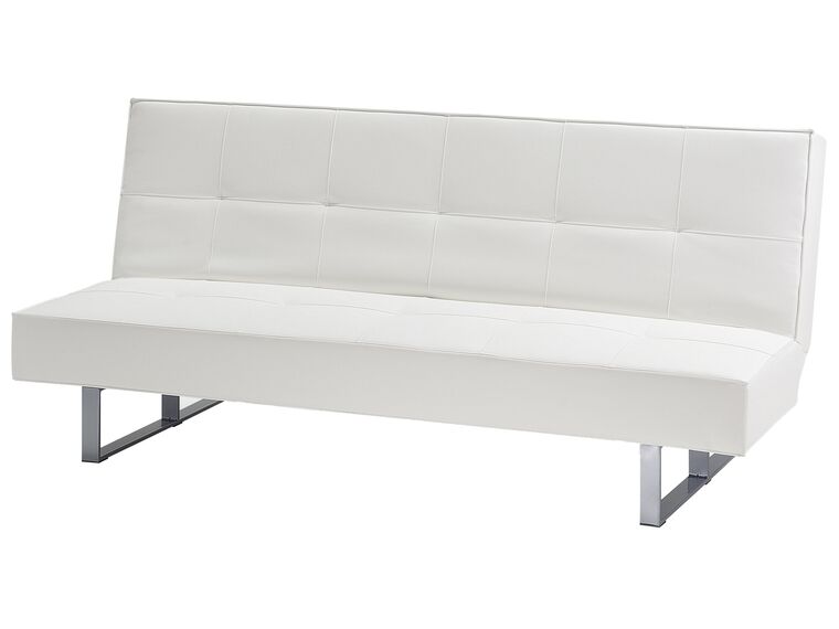Faux Leather Sofa Bed White DERBY Beliani.co.uk