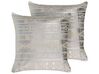 Set of 2 Cotton Cushions Geometric Pattern 50 x 50 cm Silver OUJDA_831086