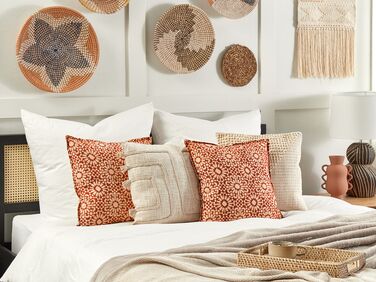 Set of 2 Cotton Cushions Geometric Pattern 45 x 45 cm Red CEIBA