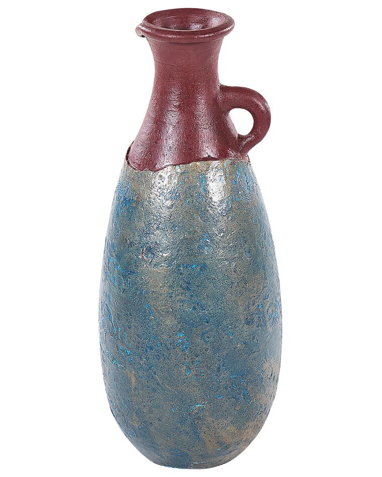Terracotta dekorativ vase 50 cm blå og brun VELIA_850829