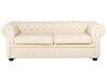 3 Seater Leather Sofa Cream CHESTERFIELD_539564
