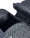 Cesto forma de baleia em fibra de jacinto de água preto ORANIA_893200