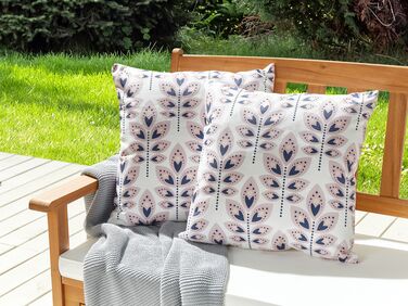 Set of 2 Outdoor Cushions Leaf Motif 45 x 45 cm Beige TORRETTA