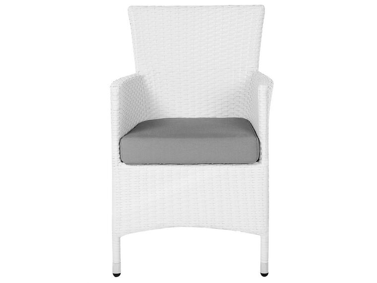 Gartenmöbel Set Rattan weiß 220 x 100 cm 8Sitzer Auflagen grau ITALY