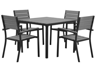 Gartenmöbel Set Kunstholz grau / schwarz 4-Sitzer PRATO
