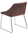 Conjunto de 2 sillas de comedor de piel sintética marrón/plateado ARCATA_808574