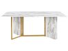 Ruokapöytä lasitasolla marmorikuvio valkoinen/kulta 100 x 200 CALCIO_872232