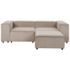 Sofa modułowa 2-osobowa sztruksowa z otomaną jasnobrązowa APRICA_909905