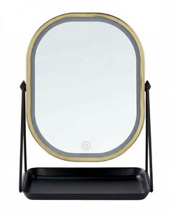 Meikkipeili metalli LED-valo kulta/musta 20 x 22 cm DORDOGNE Meikkipeili metalli LED-valo kulta/musta 20 x 22 cm DORDOGNE