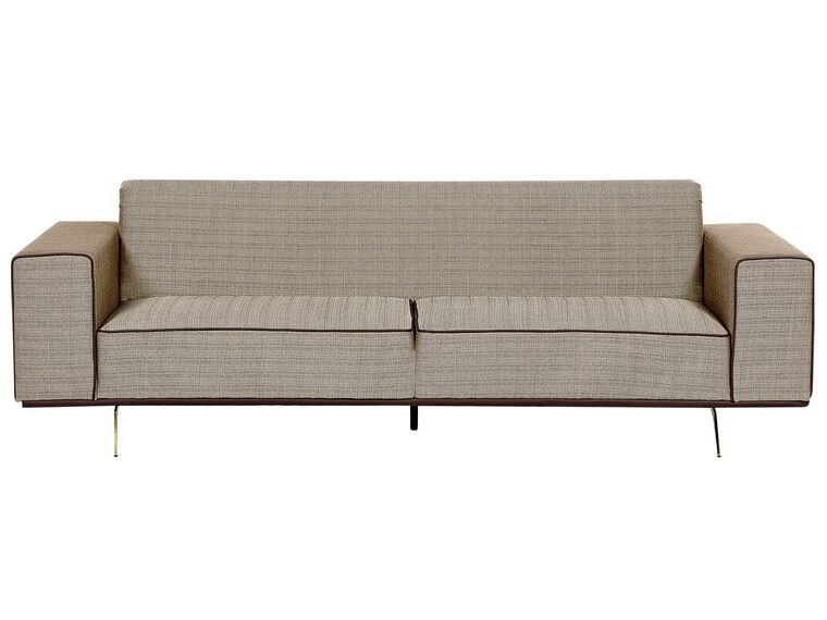 3 Seater Linen Sofa Light Brown OSELO_887811