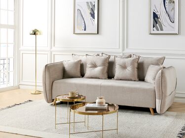 Velvet Sofa Bed with Storage Taupe VALLANES