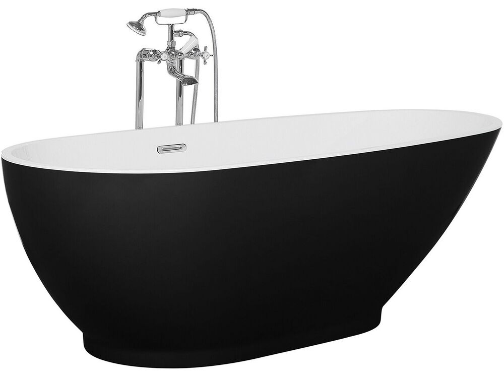 badewanne freistehend schwarz oval 170 x 80 cm guiana beliani at