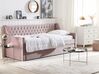 Rozkladacia zamatová posteľ 90 x 200 cm ružová MONTARGIS_798312