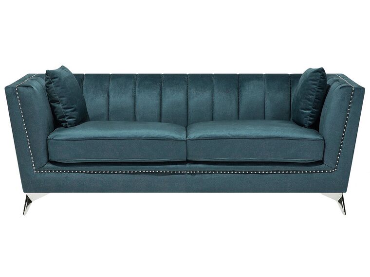 3 Seater Velvet Fabric Sofa Teal GAULA_706326
