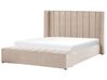 Velvet EU Super King Size Bed with Storage Bench Beige NOYERS_834530