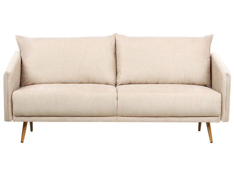 3-Sitzer Sofa Samtstoff beige mit goldenen Beinen MAURA_912982