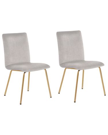 Conjunto de 2 sillas de comedor de terciopelo gris/dorado RUBIO