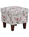 Fabric Wingback Chair with Footstool Floral Pattern Cream HAMAR_794156