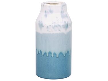 Stoneware Flower Vase 26 cm White and Blue CHAMAIZI