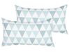 Set of 2 Outdoor Cushions Triangle Pattern 40 x 70 cm Blue and White TRIFOS_827347