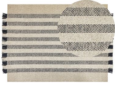 Vlněný koberec 160 x 230 cm černý/krémově bílý TACETTIN