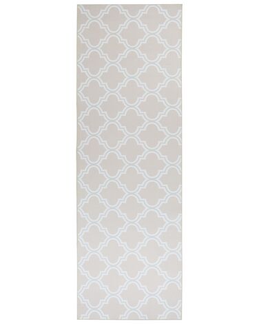Teppich beige 80 x 240 cm marokkanisches Muster Kurzflor KADAYAL
