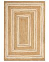 Teppich Jute beige 160 x 230 cm geometrisches Muster Kurzflor ELMALI_887083