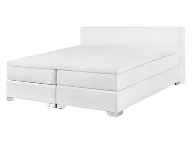 Kontinentální postel z umělé kůže 140 x 200 cm bílá PRESIDENT
