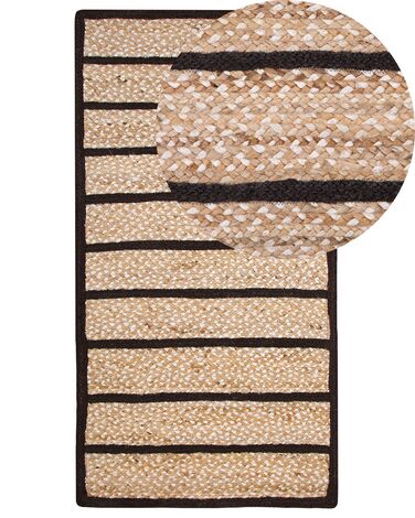 Teppich Jute-Baumwolle schwarz/beige 80 x 150 cm KARADONA