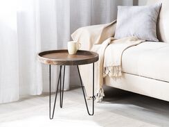 Sivupöytä tiikki tumma puu/musta BONDISS Sivupöytä tiikki tumma puu/musta BONDISS