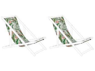 Set of 2 Sun Lounger Replacement Fabrics Flamingo Pattern ANZIO / AVELLINO