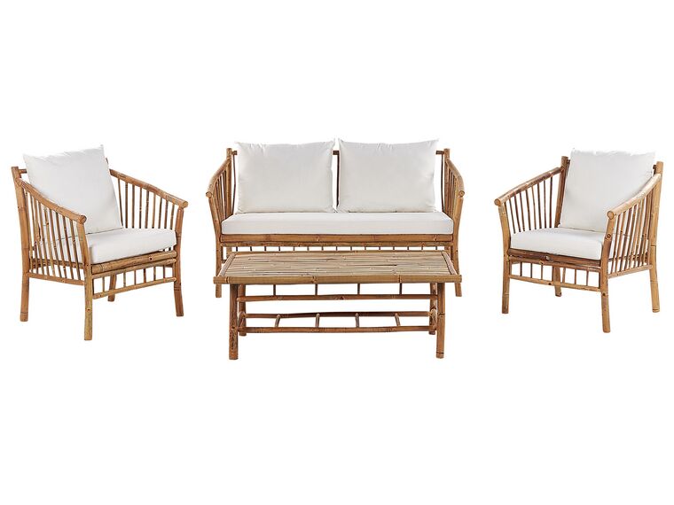 4 Seater Bamboo Wood Garden Sofa Set White MAGGIORE_835819