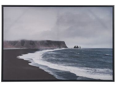 Obraz na płótnie w ramie morze 93 x 63 cm niebiesko-szary ORTONA