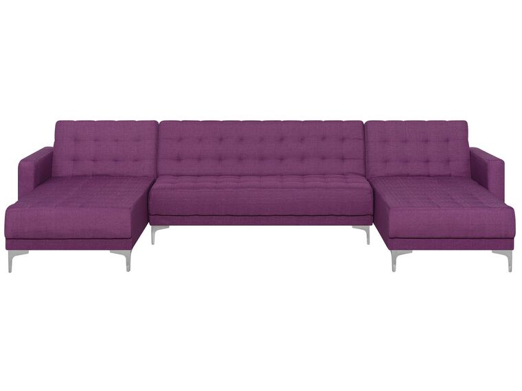 5 Seater U-Shaped Modular Fabric Sofa Purple ABERDEEN_737073