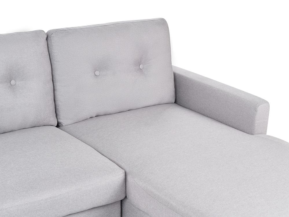 Left Hand Corner Sofa Bed with Storage Light Grey FLAKK ex Factury at