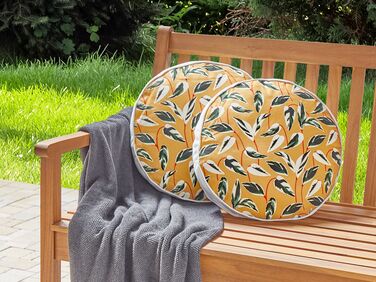 Set of 2 Outdoor Cushions Leaf Motif ⌀ 40 cm Multicolour TAGGIA
