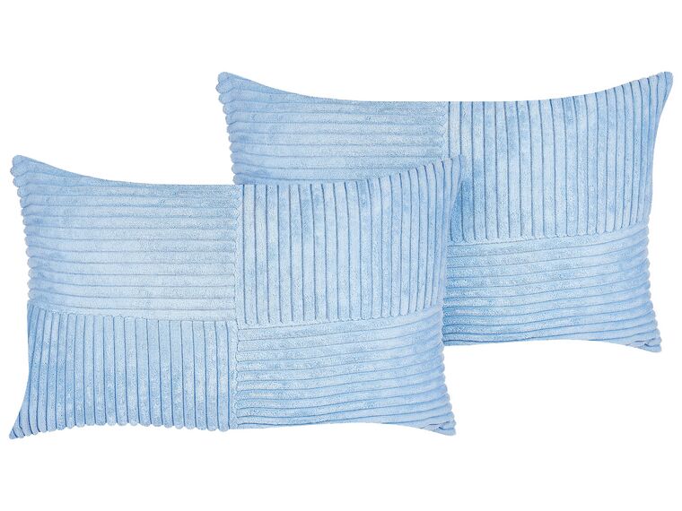 Set of 2 Corduroy Cushions 47 x 27 cm Blue MILLET_854699