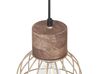 Lampe suspension 5 ampoules cuivré et bois clair VARADA_867814