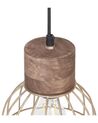 Lampe suspension 5 ampoules cuivré et bois clair VARADA_867814