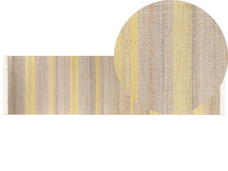 Tappeto iuta beige e giallo 80 x 300 cm TALPUR_845674