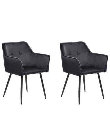 Set of 2 Velvet Dining Chairs Black JASMIN