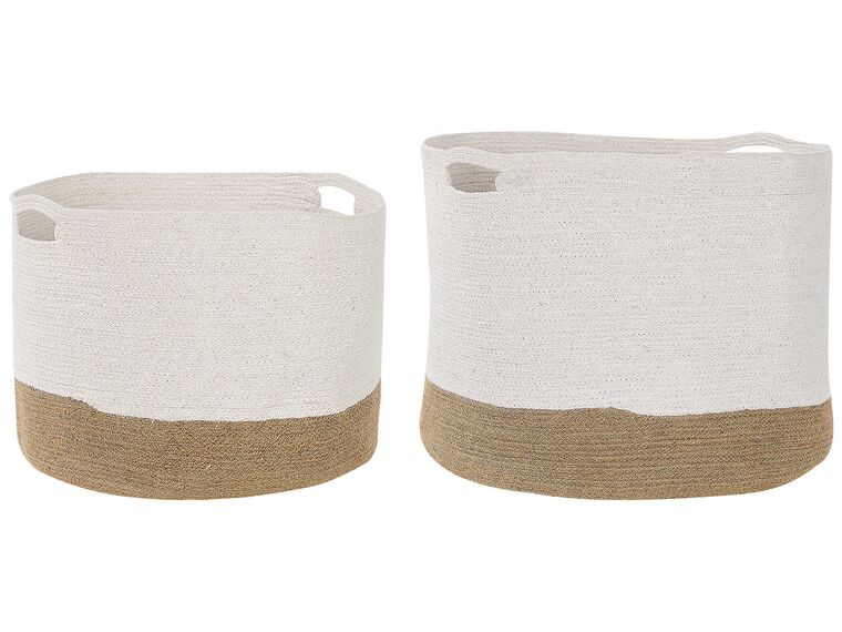 Set of 2 Cotton Baskets White and Beige KAHAN_837992