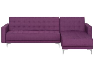 Canapé angle gauche convertible en tissu violet 4 places ABERDEEN
