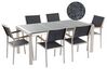Conjunto de mesa com tampo triplo granito polido cinzento 180 x 90 cm e 6 cadeiras pretas GROSSETO_462535